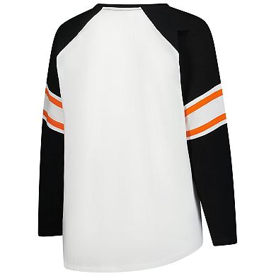 Women's Fanatics White Cincinnati Bengals Plus Size Redzone Lace Up Long Sleeve T-Shirt