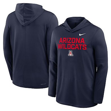 Men's Nike Navy Arizona Wildcats 2025 Sideline Dri-FIT Long Sleeve Hoodie T-Shirt