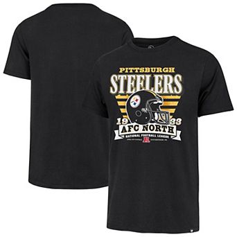Men's '47 Black Pittsburgh Steelers Stripe Splash Franklin Throwback T-Shirt