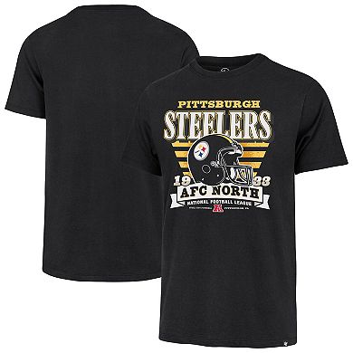 Men's '47 Black Pittsburgh Steelers Stripe Splash Franklin Throwback T-Shirt