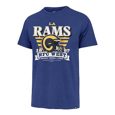 Men's '47 Royal Los Angeles Rams Stripe Splash Franklin Throwback T-Shirt