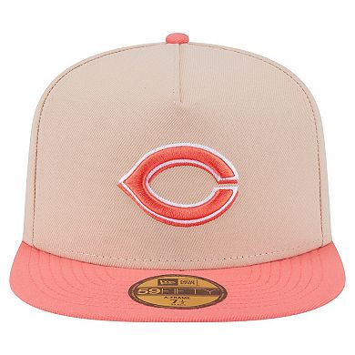 Men's New Era Light Beige/Coral Cincinnati Reds Two-Tone Color Pack A-Frame 59FIFTY Fitted Hat