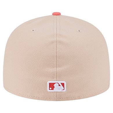 Men's New Era Light Beige/Coral Cincinnati Reds Two-Tone Color Pack A-Frame 59FIFTY Fitted Hat