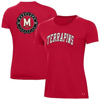 Women's Under Armour Red Maryland Terrapins Essentials 2-Hit Performance T-Shirt