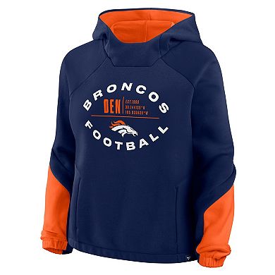 Women's Fanatics Navy Denver Broncos Oversized Redzone Bubble Screen Pullover Hoodie