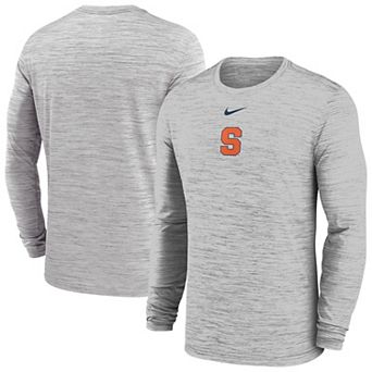 Men's Nike Gray Syracuse Orange 2025 Sideline Velocity Performance Long Sleeve T-Shirt