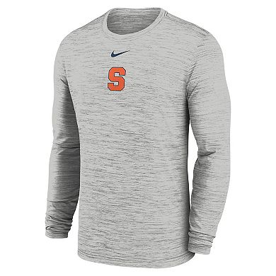 Men's Nike Gray Syracuse Orange 2025 Sideline Velocity Performance Long Sleeve T-Shirt