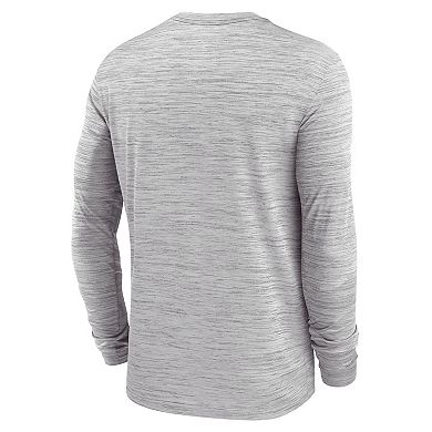 Men's Nike Gray Syracuse Orange 2025 Sideline Velocity Performance Long Sleeve T-Shirt