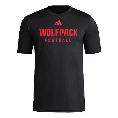 Men's adidas Black NC State Wolfpack Locker Practice Football Pre-Game T-Shirt