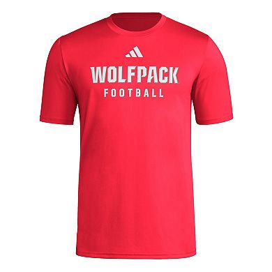 Men's adidas Red NC State Wolfpack Locker Practice Football Pre-Game T-Shirt