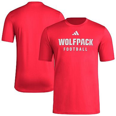 Men's adidas Red NC State Wolfpack Locker Practice Football Pre-Game T-Shirt