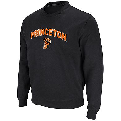 Men's Colosseum Black Princeton Tigers Arch & Logo Tackle Twill Pullover Sweatshirt
