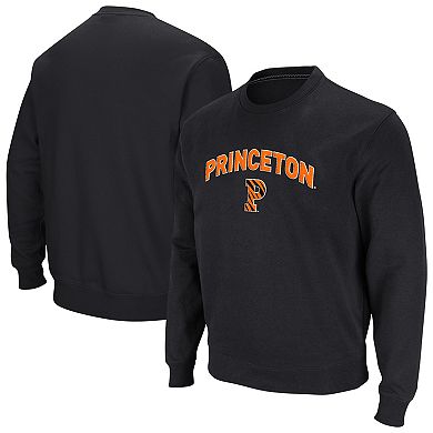 Men's Colosseum Black Princeton Tigers Arch & Logo Tackle Twill Pullover Sweatshirt