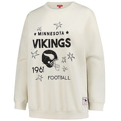 Women's Fanatics Cream Minnesota Vikings Plus Size Shooting Star Pullover Sweatshirt