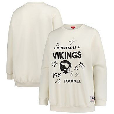 Women's Fanatics Cream Minnesota Vikings Plus Size Shooting Star Pullover Sweatshirt