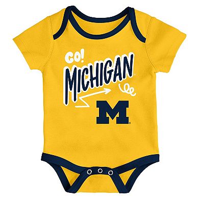 Infant Outerstuff Michigan Wolverines All Day Play Three-Piece Bodysuit Set
