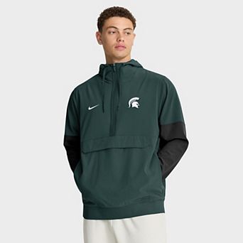 Men's Nike Green Michigan State Spartans Anorak Half-Zip Hoodie Jacket