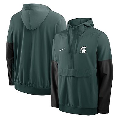 Men's Nike Green Michigan State Spartans Anorak Half-Zip Hoodie Jacket