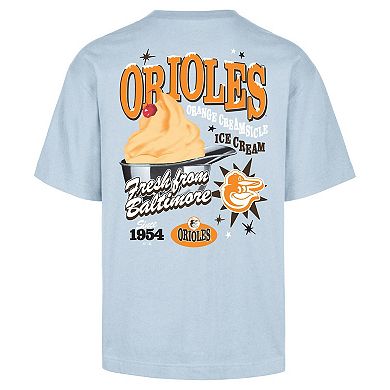 Men's '47 Light Blue Baltimore Orioles Ice Cream Parlor Foundation T-Shirt