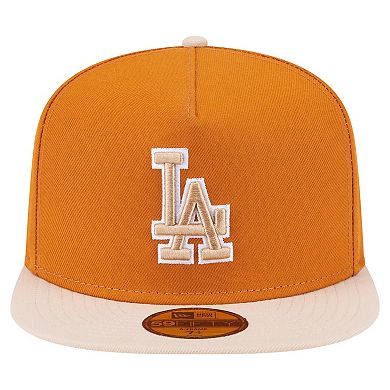 Men's New Era Orange/Light Beige Los Angeles Dodgers Two-Tone Color Pack A-Frame 59FIFTY Fitted Hat