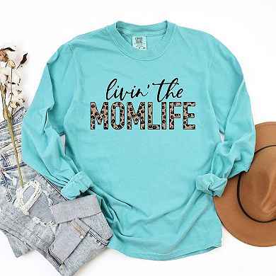 Simply Sage Market Livin' the Mom Life Leopard Garment Dyed Long Sleeve