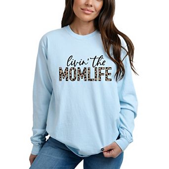 Simply Sage Market Livin' the Mom Life Leopard Garment Dyed Long Sleeve
