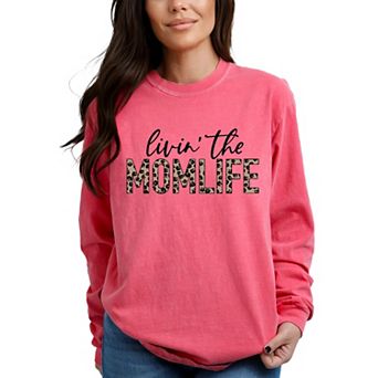 Simply Sage Market Livin' the Mom Life Leopard Garment Dyed Long Sleeve