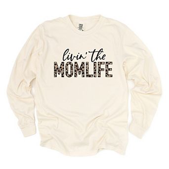 Simply Sage Market Livin' the Mom Life Leopard Garment Dyed Long Sleeve