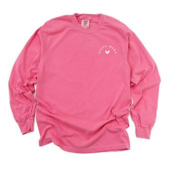 Happy Mama Heart Mini - Women's Garment Dyed Long Sleeve Graphic T-Shirt