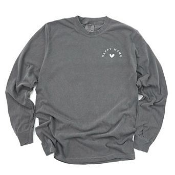 Happy Mama Heart Mini - Women's Garment Dyed Long Sleeve Graphic T-Shirt
