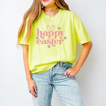 Simply Sage Market Happy Easter With Ears Garment Dyed Tee