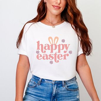 Simply Sage Market Happy Easter With Ears Garment Dyed Tee