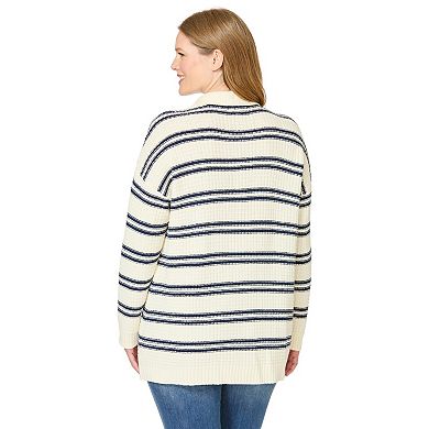 Woman Within Plus Size Waffle Polo Sweater