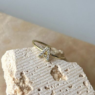 Adornia 14k Gold Flash Plated Cubic Zirconia Pave Initial Ring