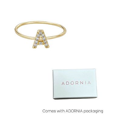 Adornia 14k Gold Flash Plated Cubic Zirconia Pave Initial Ring