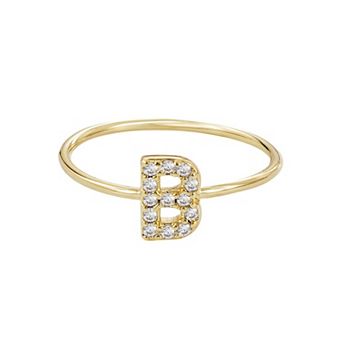Adornia 14k Gold Flash Plated Cubic Zirconia Pave Initial Ring