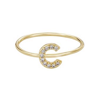 Adornia 14k Gold Flash Plated Cubic Zirconia Pave Initial Ring