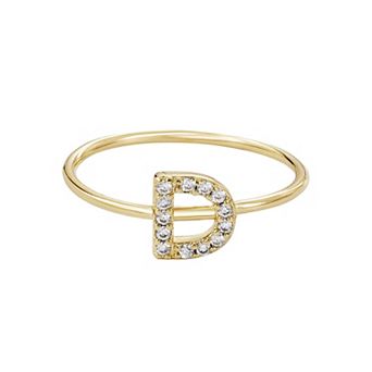 Adornia 14k Gold Flash Plated Cubic Zirconia Pave Initial Ring
