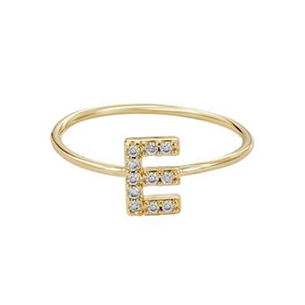 Adornia 14k Gold Flash Plated Cubic Zirconia Pave Initial Ring