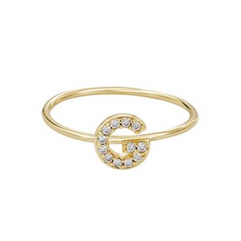 Adornia 14k Gold Flash Plated Cubic Zirconia Pave Initial Ring