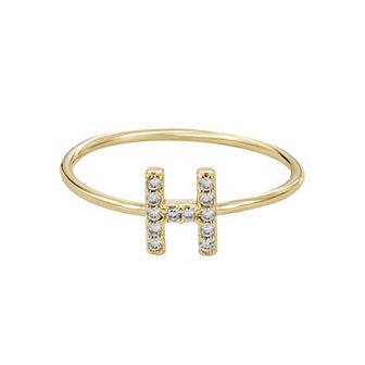 Adornia 14k Gold Flash Plated Cubic Zirconia Pave Initial Ring