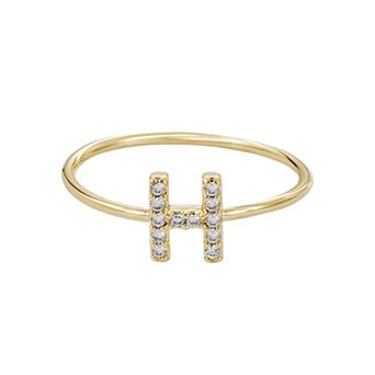 Adornia 14k Gold Flash Plated Cubic Zirconia Pave Initial Ring