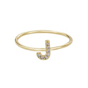 Adornia 14k Gold Flash Plated Cubic Zirconia Pave Initial Ring