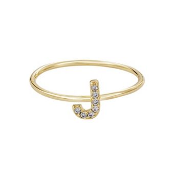 Adornia 14k Gold Flash Plated Cubic Zirconia Pave Initial Ring
