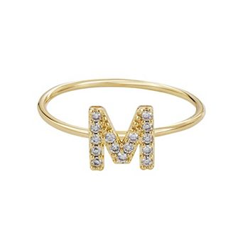 Adornia 14k Gold Flash Plated Cubic Zirconia Pave Initial Ring