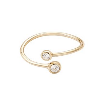 Adornia 14k Gold Flash Plated Over Sterling Silver Crystal Adjustable Overlapping Ring