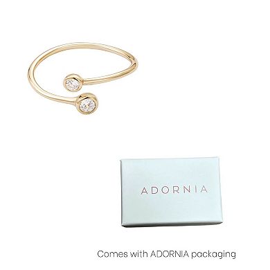 Adornia 14k Gold Flash Plated Over Sterling Silver Crystal Adjustable Overlapping Ring