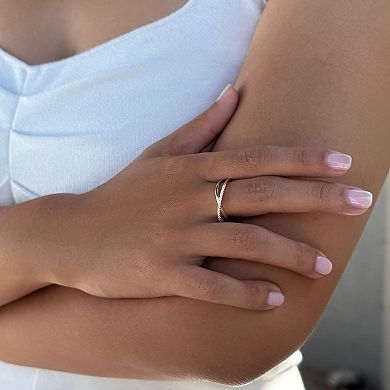 Adornia 14k Gold Flash Plated Over Sterling Silver Crystal Crossed Half Eternity Band Ring