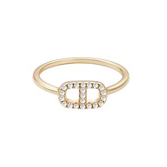 Adornia 14k Gold Flash Plated Over Sterling Silver Cubic Zirconia Mariner Link Ring