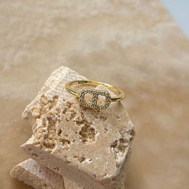 Adornia 14k Gold Flash Plated Over Sterling Silver Cubic Zirconia Mariner Link Ring
